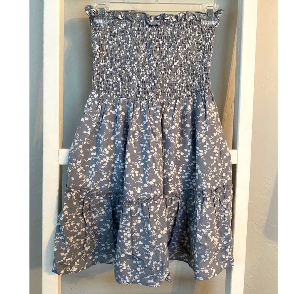 Stormy blue floral print mini dress